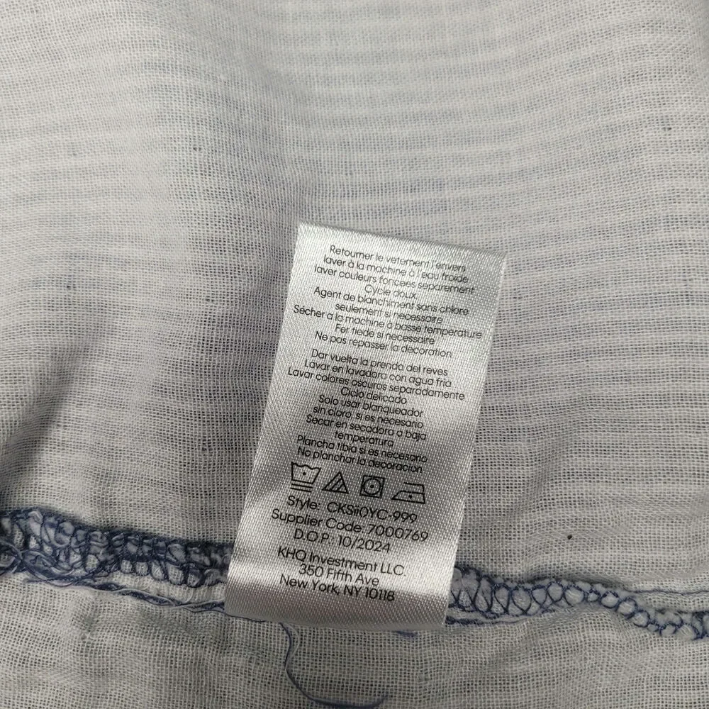 Calvin Klein Toddler Boy Blue & White Stripe Short Sleeve Linen Blend Shirt 24M